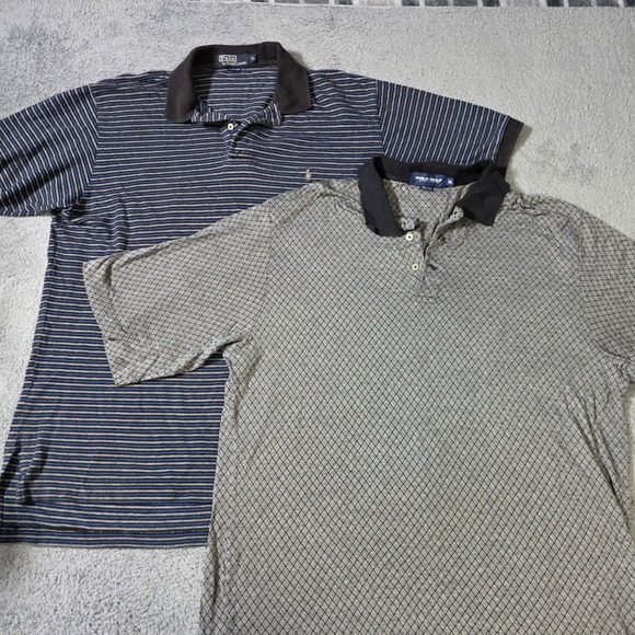 Ralph Lauren Other - Ralph Lauren Mens XL Polo Shirts Bundle Blue Striped Grey Diamond 2pc